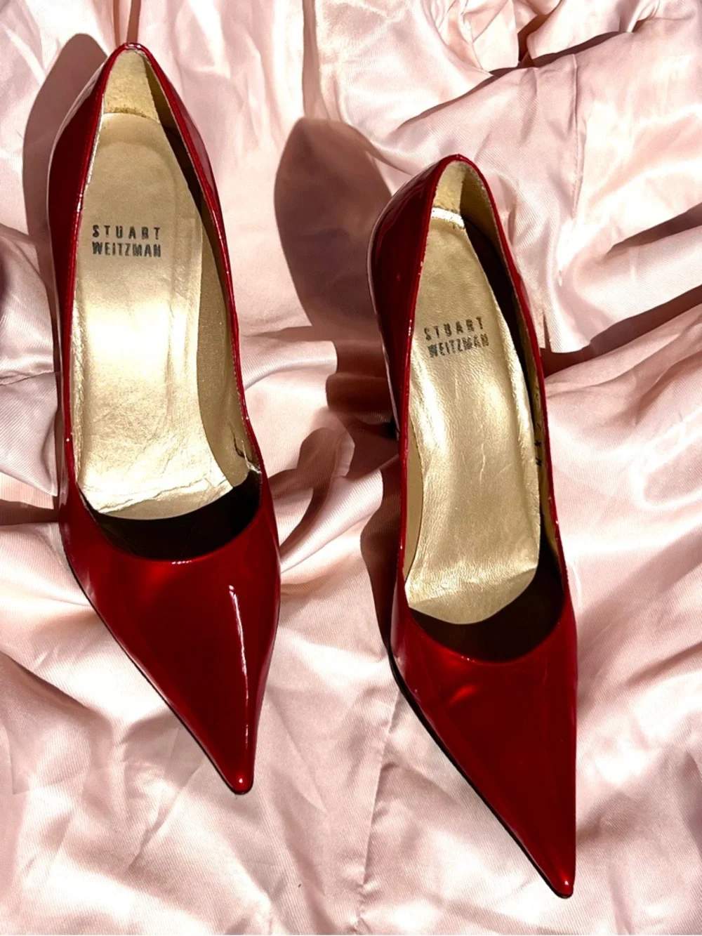 Stuart Weitzman Fever Quasar Red Patent Pointed-Toe Stilettos - Picture 1 of 5
